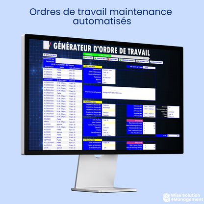 Optimisez vos ordres de travail maintenance grâce à l'automatisation avec GMAO Excel VBA. Simplifiez la gestion de la maintenance, améliorez la réactivité et suivez les interventions efficacement grâce à une planification intelligente.